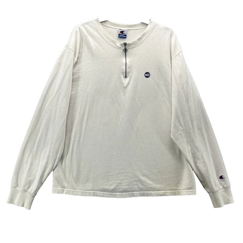 Vintage Champion Henley Zip Shirt Men's Large Preppy‎ 90's Sportswear University